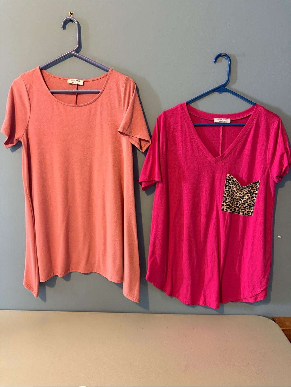 Zenana Outfitters Two-Piece Tunic Lot - Coral and Fuchsia